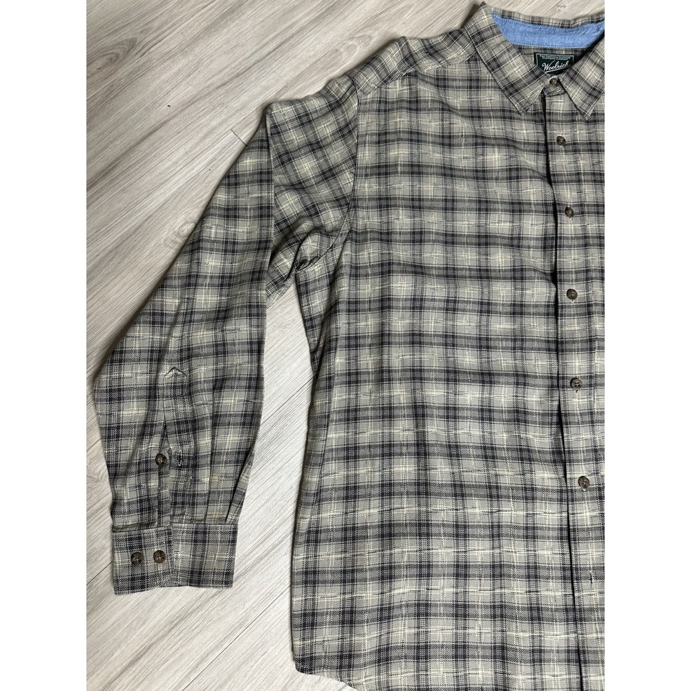 Woolrich Woolen Mills Heavy Men's Gray Plaid Outdoor Cotton Shirt Sz XXL - Picture 5 of 14